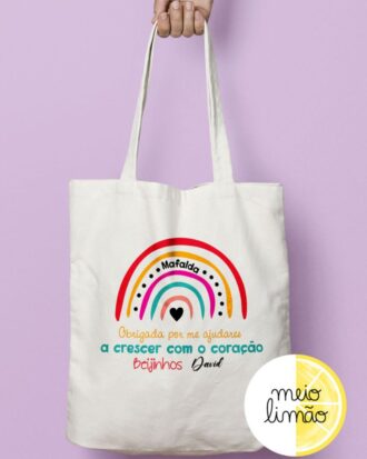 Saco de pano - tote bag "arco-íris"