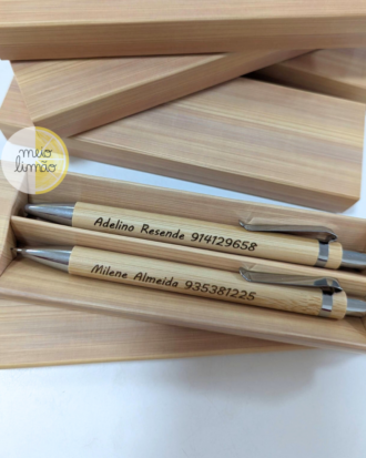 Conjunto de esferográfica e lapiseira em bambu