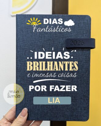 Agenda 2026 personalizada com capa customizável - em azul