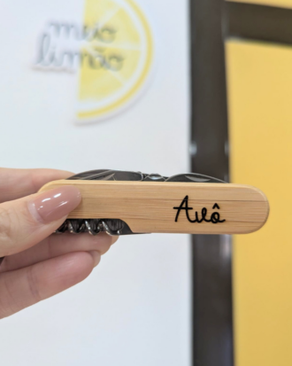 Canivete multifunções em bambu e aço inoxidável