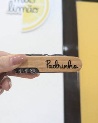 Canivete multifunções em bambu e aço inoxidável