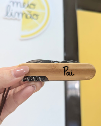 Canivete multifunções em bambu e aço inoxidável