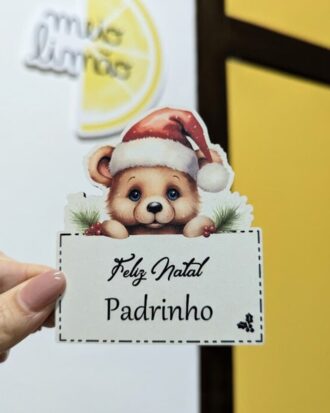 Íman de Natal em MDF personalizado – imagem natalícia + texto à escolha