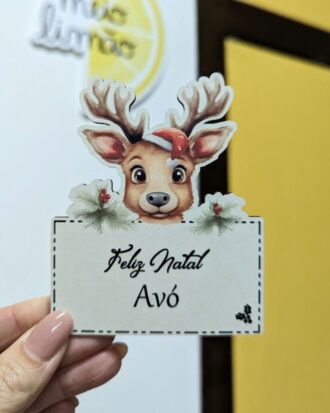 Íman de Natal em MDF personalizado – imagem natalícia + texto à escolha