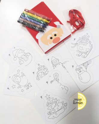 Caixa de Natal pintar + 8 ilustrações natalícias para recortar e pendurar na árvore