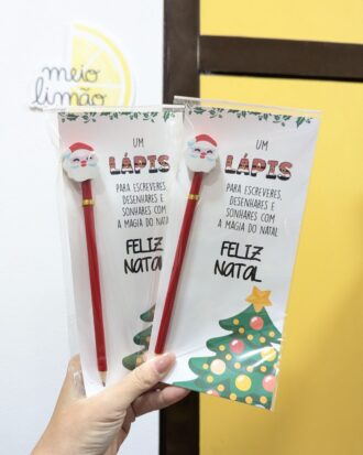 Lápis Natal com borracha do Pai Natal + postal