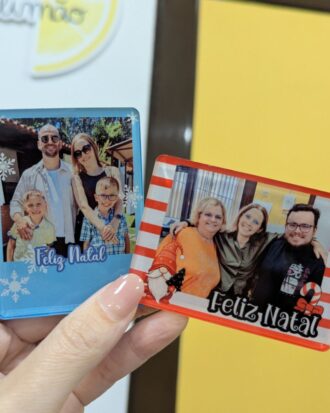 Íman de Natal em Acrílico Personalizado com Foto – Retangular”.