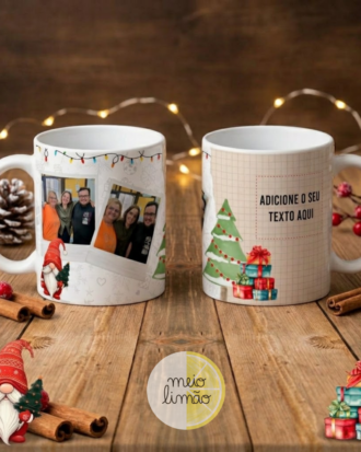 Caneca de Natal Personalizada – Com Foto e Texto Customizável | Presente Especial e Único para o Natal